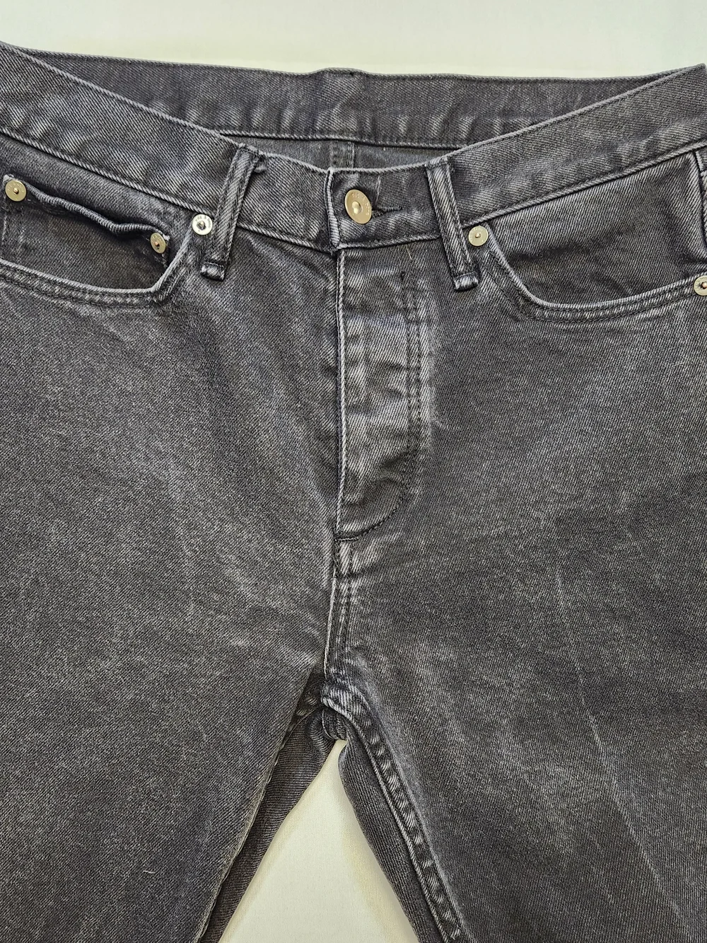 Rag & Bone Black Fit Straight Mens Button Fly Jeans Size 30x30 Excellent Fade